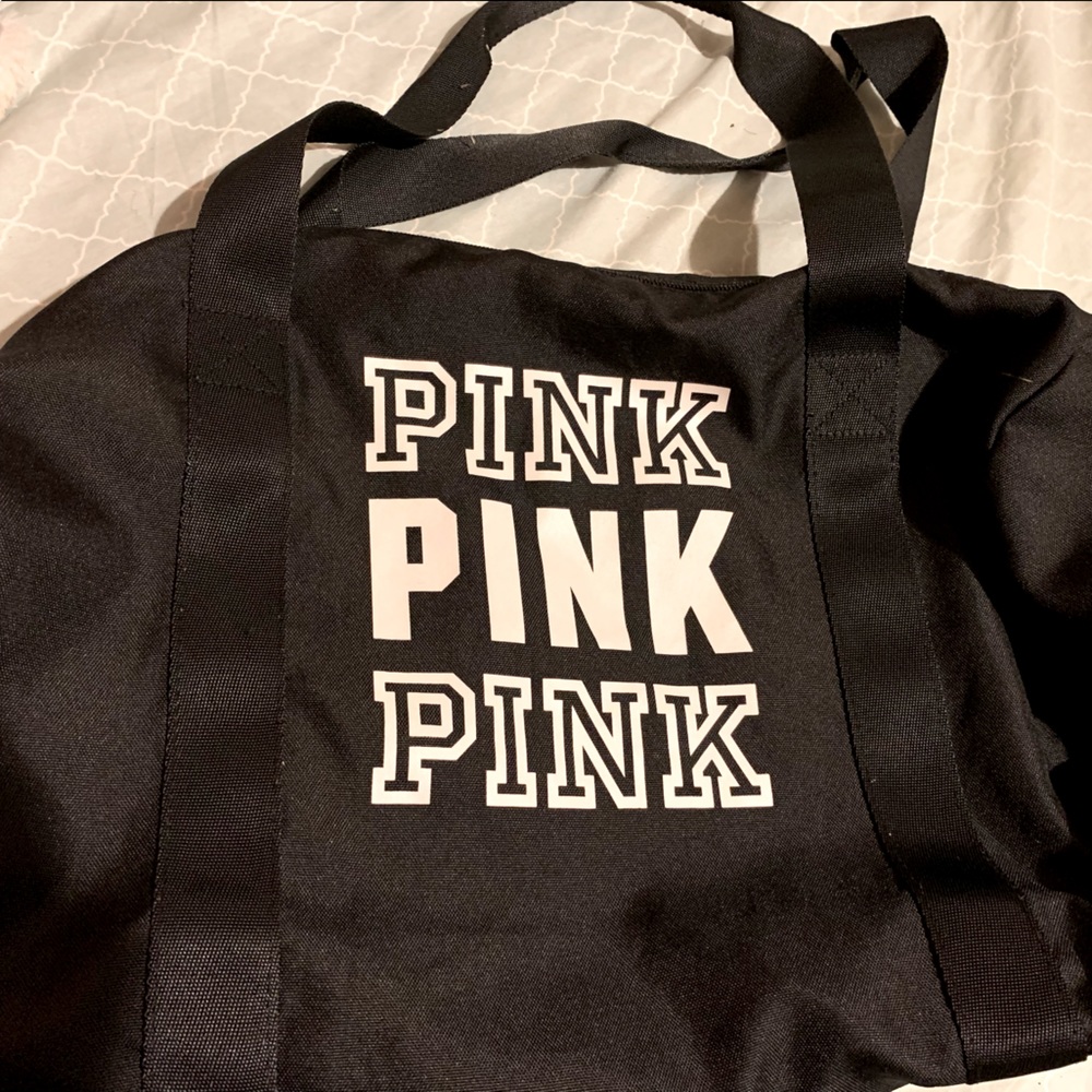 PINK black small duffel bag
